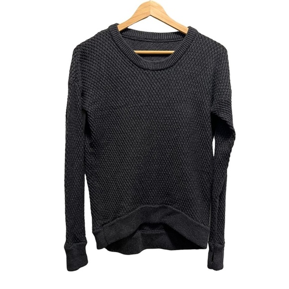 Lululemon Yogi Crew Sweater Heathered Black  Size Small Activewear Casual Knit - Picture 5 of 12